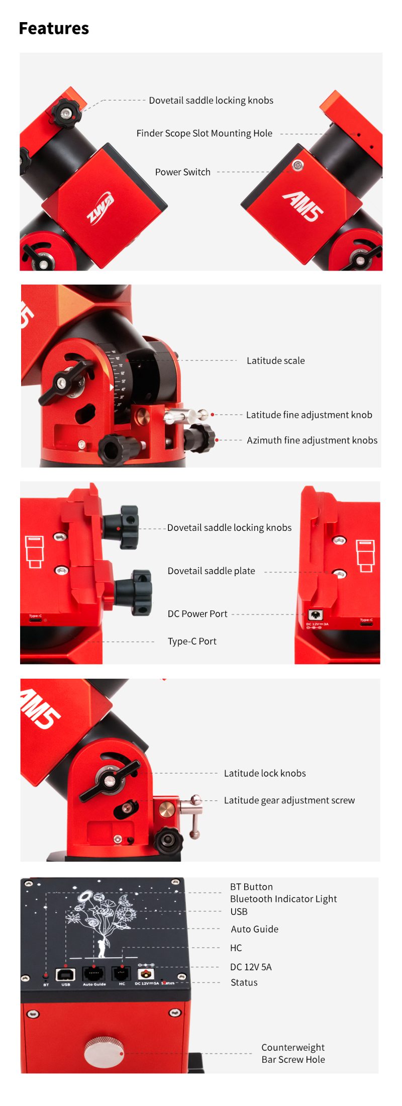 ZWO AM5 harmonic equatorial mount features