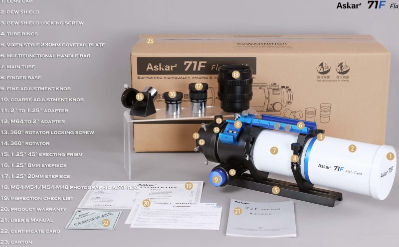 Askar 71F flat-field Quadruplet air-spaced APO