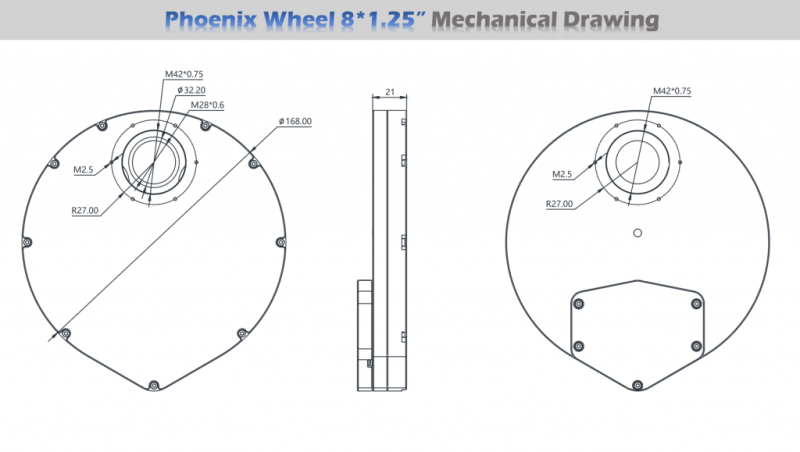 Player One Phoenix Filterwiel 8 ×1.25 inch - mechanise tekening